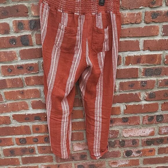 REWASH Striped Casual Pants - Rust and White - Picture 8 of 8